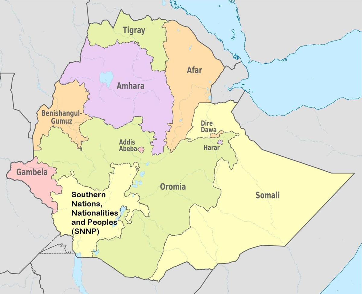 ეთიოპია amhara რეგიონის რუკა