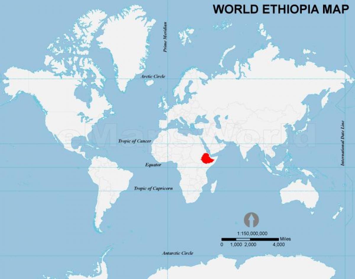 მსოფლიო რუკა ეთიოპია მდებარეობა