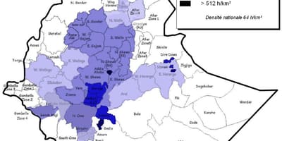 ეთიოპია მოსახლეობის სიმჭიდროვე რუკა