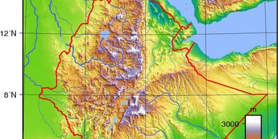 ეთიოპიის მაღალმთიან აფრიკის რუკა