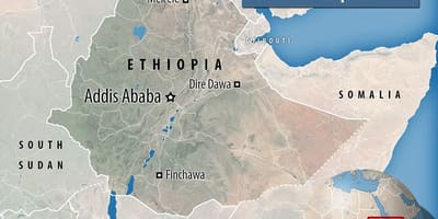 Danakil დეპრესია ეთიოპია რუკა