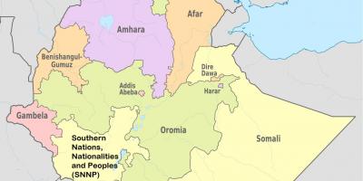 ეთიოპია რეგიონული შტატები რუკა