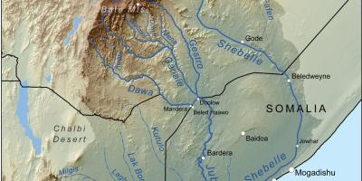 რუკა ეთიოპიის მდინარეები